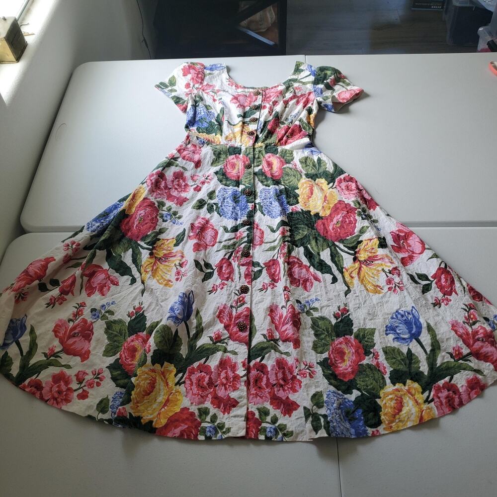 Vintage Melissa Collection Dress Womens 8 Multicolor Floral Cottagecore Sundress